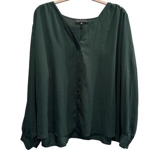 Eloquii Deep Green Button-Up Blouse Women’s 22 Plus Size